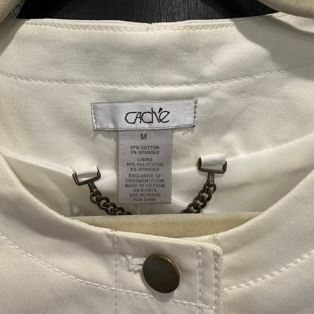 Cache NWT Y2K Cropped Utility Jacket Cream Size S… - image 9